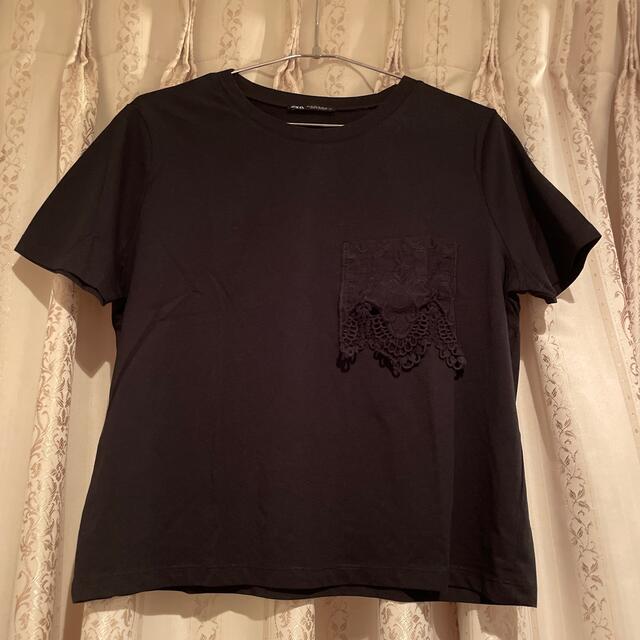 ZARA(ザラ)のZARA ザラ　レースポケットTシャツ レディースのトップス(Tシャツ(半袖/袖なし))の商品写真