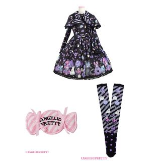 アンジェリックプリティー(Angelic Pretty)のHappy Treat Partyワンピース★黒セット(ひざ丈スカート)