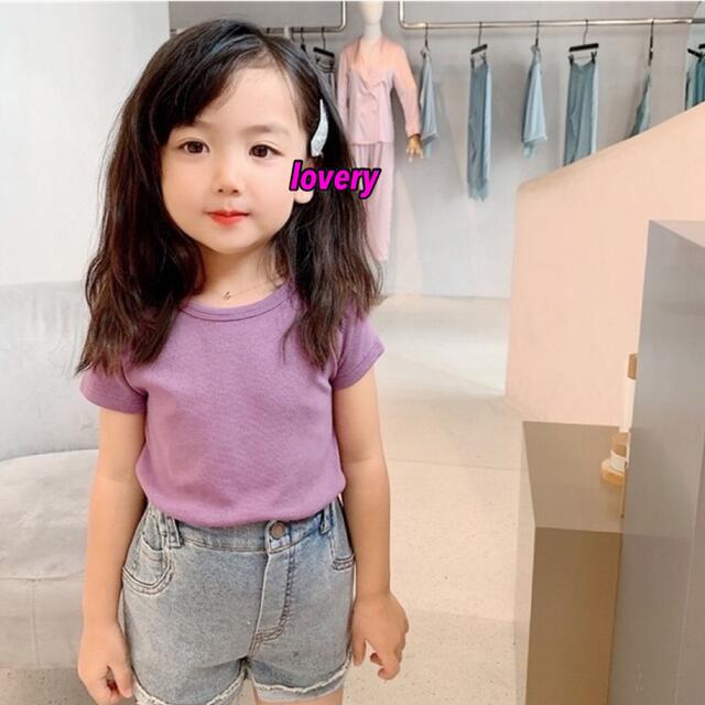 新品未使用タグ付き　バックリボントップス　紫　半袖　130 tシャツ 無地　韓国