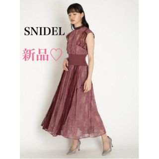 スナイデル(SNIDEL)の【新品タグ付き♡】スナイデル SNIDEL スィッチングレースドレス　ピンク(ロングワンピース/マキシワンピース)