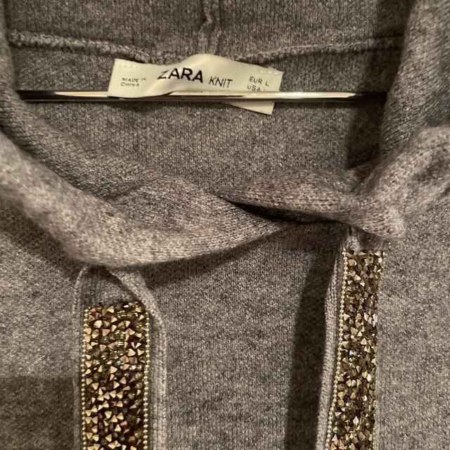 ZARA(ザラ)のHannah様専用　ZARA ザラ ビジューニットパーカー　 レディースのトップス(ニット/セーター)の商品写真