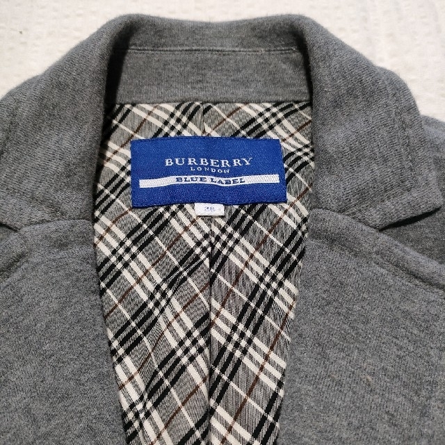 BURBERRY BLUE LABEL(バーバリーブルーレーベル)のバーバリーブルーレーベル　コットン　テーラード　ジャケット　グレー レディースのジャケット/アウター(テーラードジャケット)の商品写真