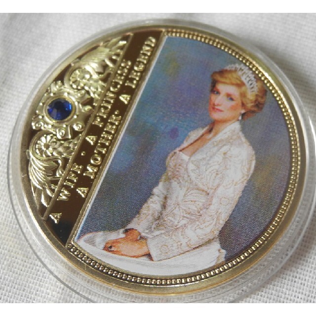 イギリス 王室 ダイアナ妃 記念メダル コイン 24KGP 石付き 金貨