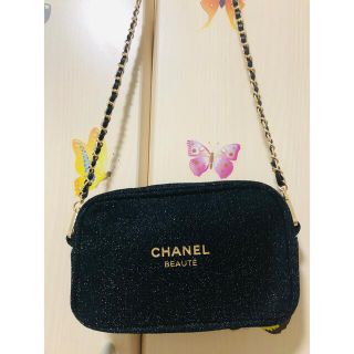 シャネル(CHANEL)のなーこ様専用　未使用　CHANEシャネル　ノベルティポーチ　黒　ラメ入り　(ポーチ)