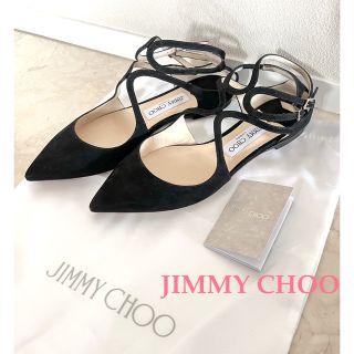 ジミーチュウ(JIMMY CHOO)の新品　JIMMY CHOO ジミーチュウ　フラット　パンプス　ストラップ　黒(バレエシューズ)