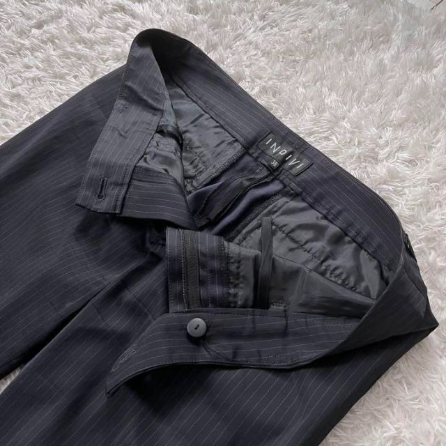 INDIVI(インディヴィ)のINDIVI パンツスーツセットアップ　ストライプ　ストレッチ生地　上質な肌触り レディースのフォーマル/ドレス(スーツ)の商品写真