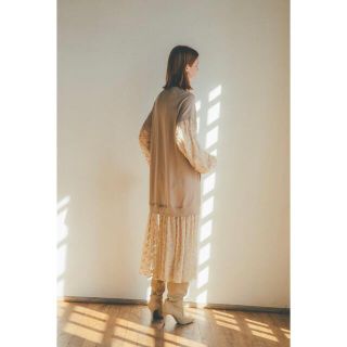 クラネ(CLANE)のclane flower lace mix one piece ベージュ(ロングワンピース/マキシワンピース)