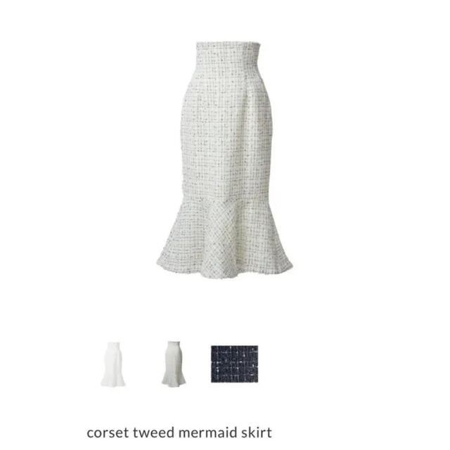 Her lip to(ハーリップトゥ)の新品未使用　naoho corset tweed mermaid skirt 黒 レディースのスカート(ひざ丈スカート)の商品写真