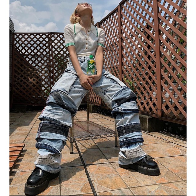 Y/PROJECT ブリーチレイヤードデニムパンツ メンズのパンツ(デニム/ジーンズ)の商品写真