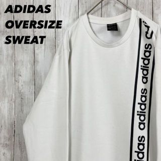 アディダス(adidas)のゆるだぼオーバーサイズXL アディダスADIDASプリントスウェットトレーナー白(スウェット)