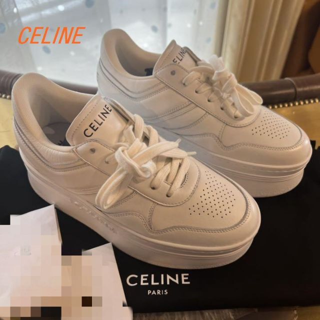 本物保証】 CELINEセリーヌブロックスニーカー白38バレンシアガプラダ