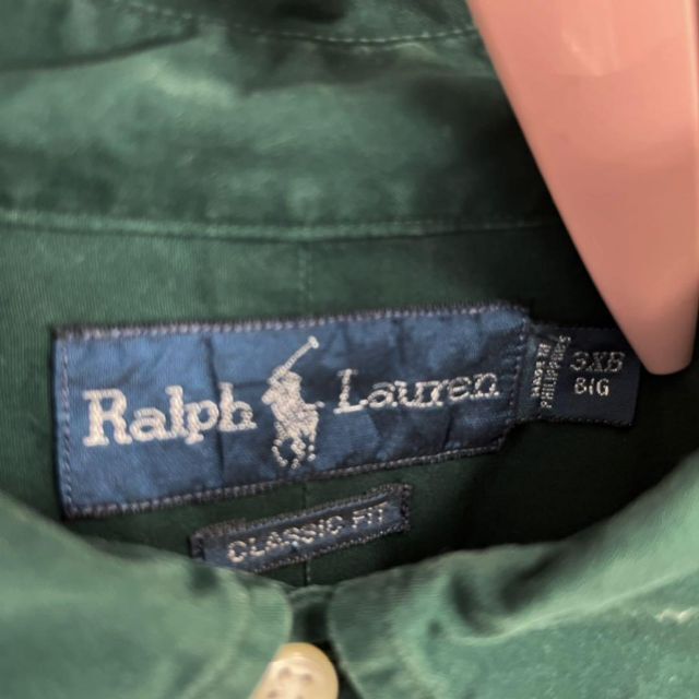 Ralph Lauren(ラルフローレン)のラルフローレン　ポニー刺繍ゆるだぼオーバーサイズ長袖ブロードボタンダウンシャツ緑 メンズのトップス(シャツ)の商品写真