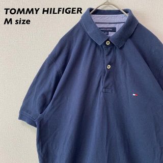 トミーヒルフィガー(TOMMY HILFIGER)のトミーヒルフィガー　半袖ポロシャツ　ラガー　刺繍ロゴ　男女兼用　ネイビー　M(ポロシャツ)