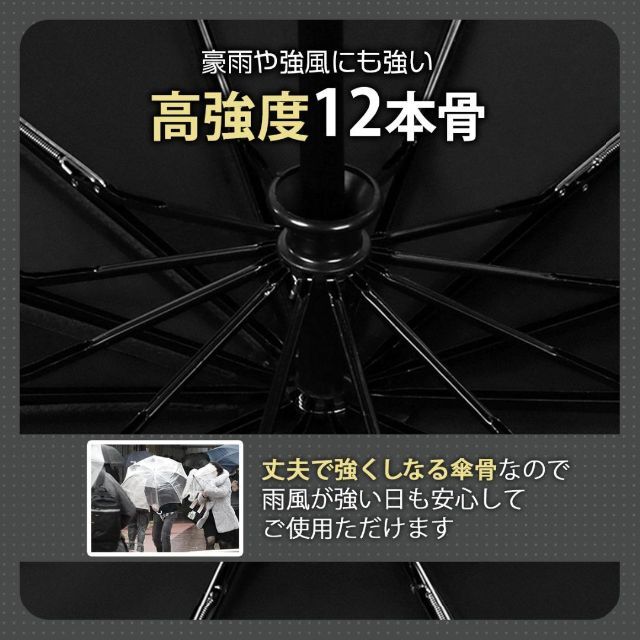 折りたたみ傘 メンズ レディース 自動開閉 12本骨 大きい 折り畳み 晴雨兼用 メンズのファッション小物(傘)の商品写真