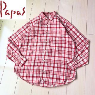 カールヘルム(Karl Helmut)のPapas ボタンダウンチェックシャツ レッド系 サイズM ゆったり(シャツ)