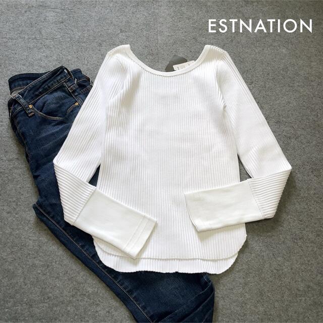 ESTNATION(エストネーション)のESTNATION プリーツ リブ カットソー＊ユナイテッドアローズ ZARA レディースのトップス(カットソー(長袖/七分))の商品写真