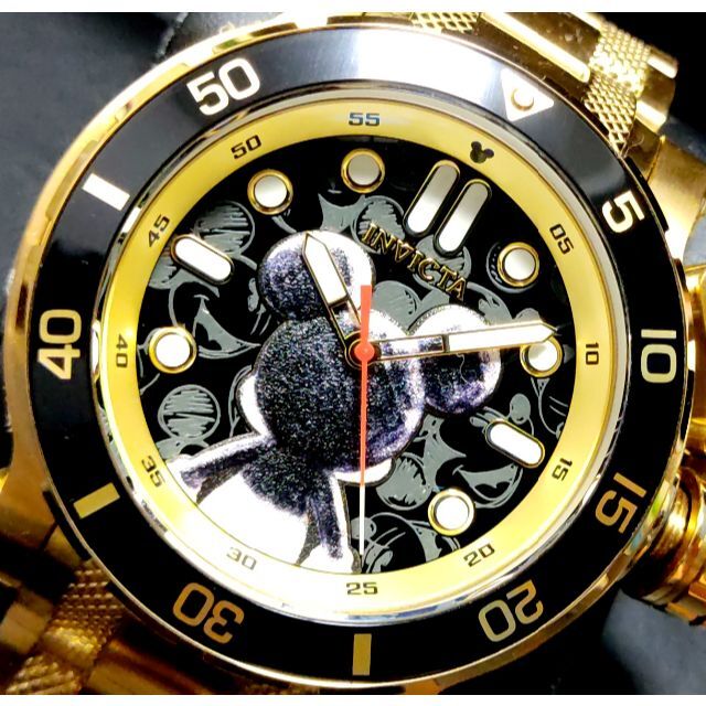 経典ブランド$1095 インビクタ 高級腕時計 ミッキー ブラック×ゴールド バックビュー