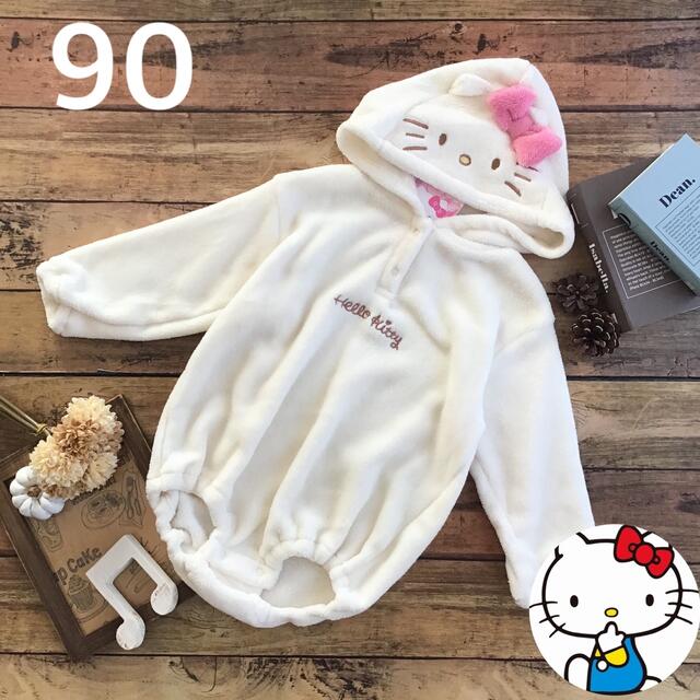 ハローキティ(ハローキティ)の【90】キティ 長袖 なりきり ロンパース キッズ/ベビー/マタニティのキッズ服女の子用(90cm~)(その他)の商品写真