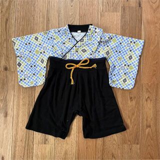 袴ロンパース 70cm＋重ね着風ロンパース(和服/着物)