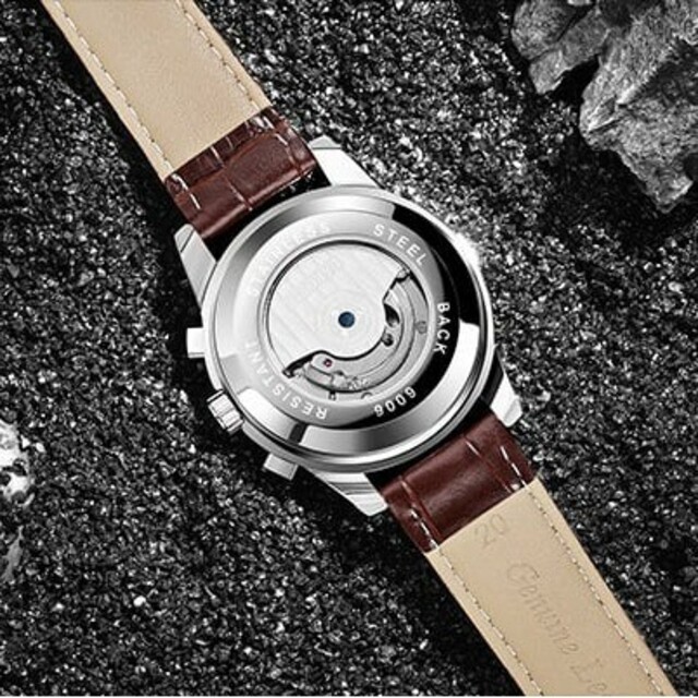 新品 CAROTIF インナーベゼル自動巻きクロノグラフ腕時計【全針稼動の本格仕