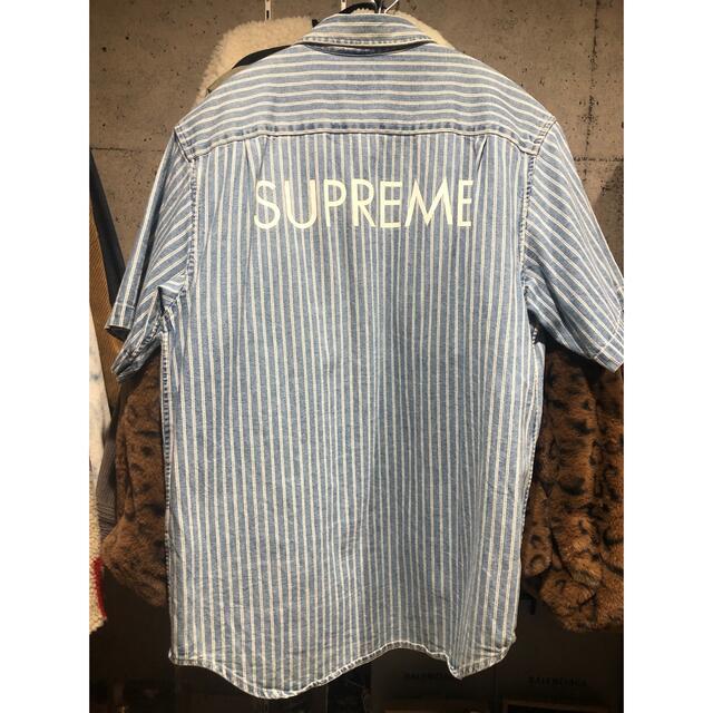 M状態supreme strip denim s/s shirt 17ss M