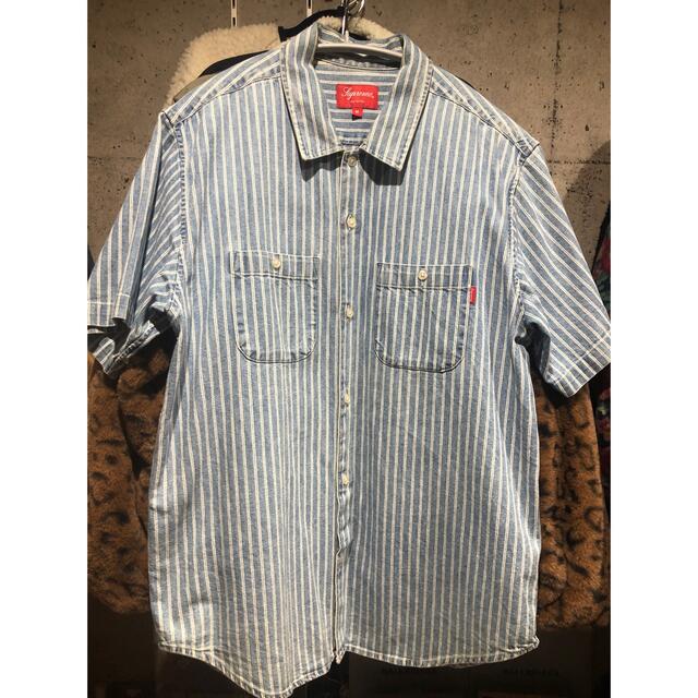 supreme strip denim s/s shirt ss M