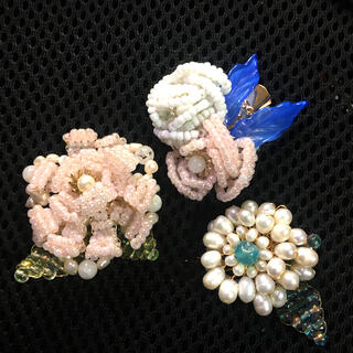 トゥアリス(To Alice)の米珠天然真珠珠花钗　ピンク青色三点セット　中国伝統衣装　着物和服浴衣　成人式漢服(和装小物)