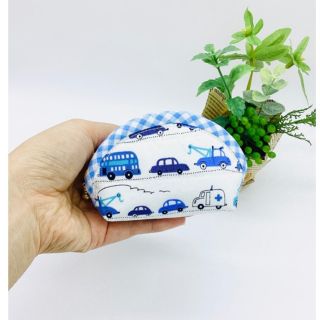 ハンドメイド⭐︎ミニポーチ☆男の子大好き働く車柄（ブルー）小銭入れ(ポーチ)