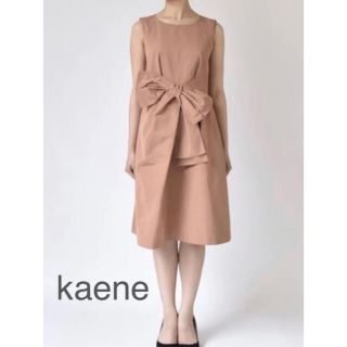 カエン(Kaene)のkaene バックドット　リボンワンピース(ひざ丈ワンピース)