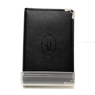 カルティエ(Cartier)のカルティエ カードケース美品  黒 レザー(名刺入れ/定期入れ)