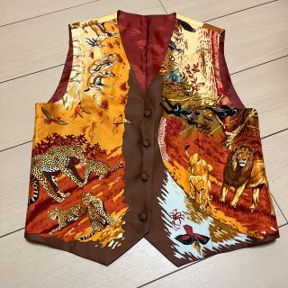 エルメス HERMES ベスト シルク100％ 乗馬柄    レディース 40