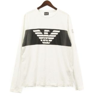 エンポリオアルマーニ(Emporio Armani)のエンポリオアルマーニ EA7 Tシャツ 長袖 ロゴ プリント 白 ホワイト XL(Tシャツ/カットソー(七分/長袖))