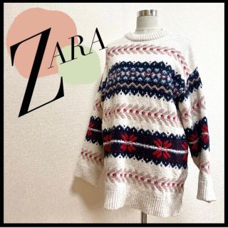 ザラ(ZARA)のZARA ザラ ニット トルコ製 レア チュニック オシャレ 柄入り F(ニット/セーター)