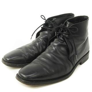 バーバリー(BURBERRY)のバーバリー チャッカブーツ スクエアトゥ ドレス レザー 黒 26 靴 ■SM0(ブーツ)