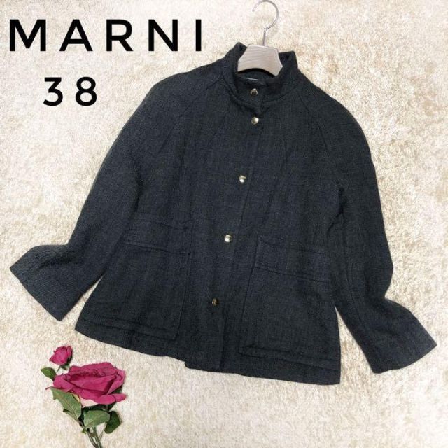 Marni(マルニ)のMARNI♡レディース/スタンドカラー ジャケット ブルゾン/ウール混/グレー レディースのジャケット/アウター(ブルゾン)の商品写真