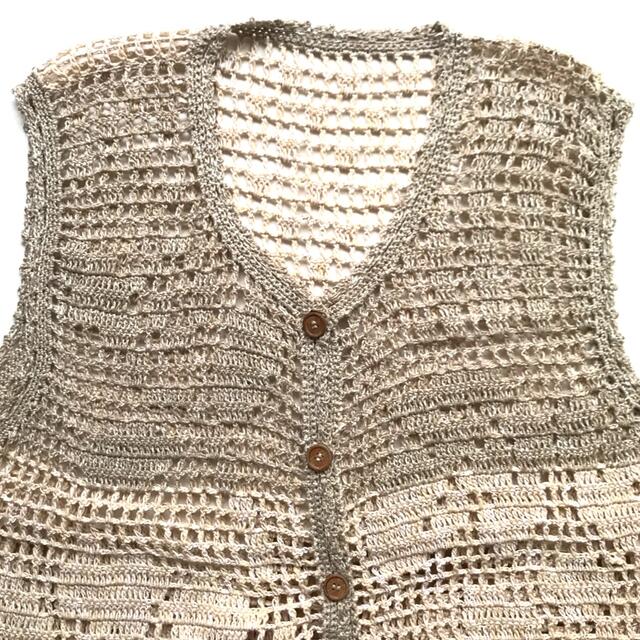 ベスト 前開き かぎ針編み ハンドメイド