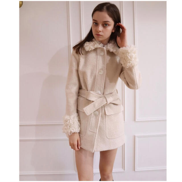 poodle collar fur coat ivory epine コート 【SALE／59%OFF】