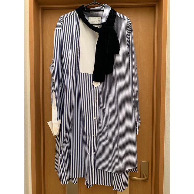 在庫再入荷 sacai ストライプシャツワンピース Fyhjz-m46694346625