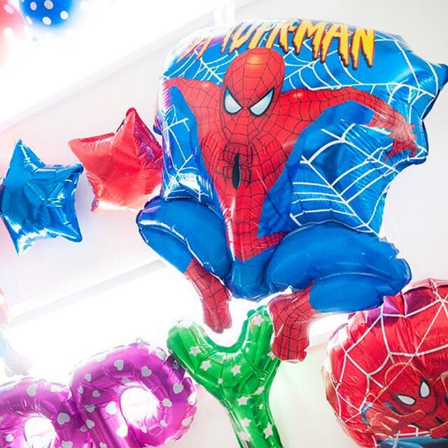 スパイダーマンの誕生日バルーンセット♡文字カラー変更可♡送料無料 ハンドメイドのパーティー(ガーランド)の商品写真