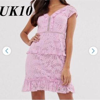 エイソス(asos)のASOS ★未使用★ レースワンピース サイズ:UK10(ひざ丈ワンピース)