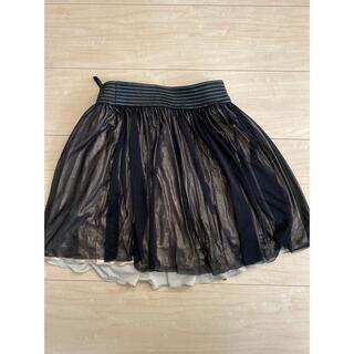シマムラ(しまむら)のスカート　ミニスカート　オーガンジー　サテン　M  黒　ブラック　ゴールド (ミニスカート)