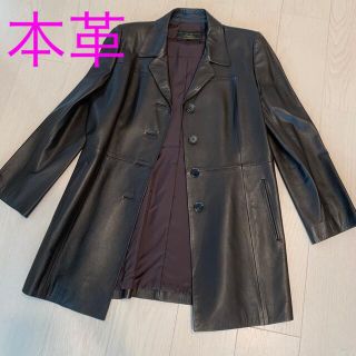 レリアン 本革 ブラウン 茶色 レザーコート 軽量 アウター レディース