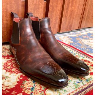 サントーニ(Santoni)のMAGNANNI QueenClassicoサイドゴアブーツ40 1/2 焦茶(ブーツ)