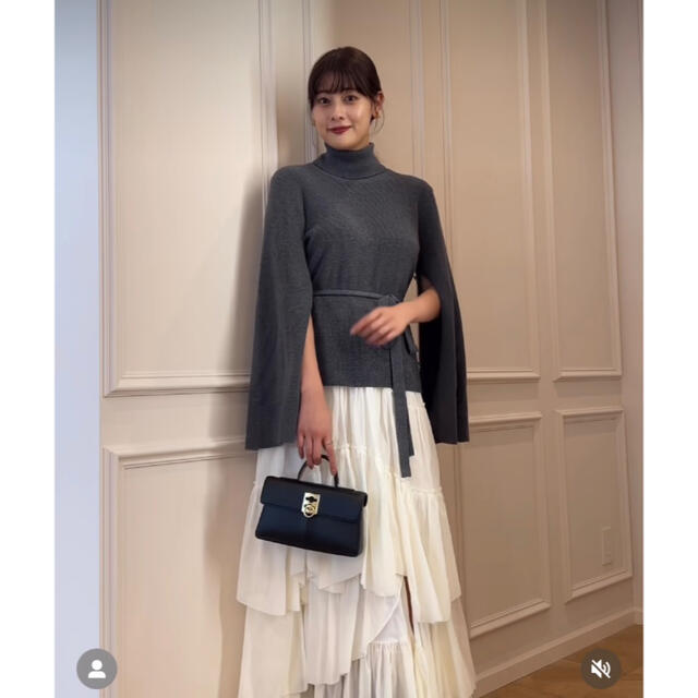 オイルペイント herlipto Stripe Jacquard Volume Skirt 白M