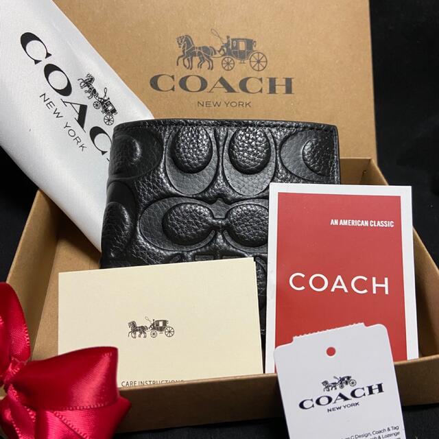 COACH(コーチ)の贈り物にも☆コーチ ミニマル 財布 本革シグネチャー 希少品レア メンズのファッション小物(折り財布)の商品写真