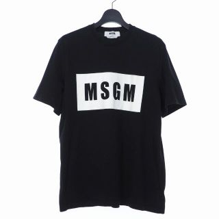 エムエスジイエム(MSGM)のエムエスジーエム MSGM ボックスロゴ プリント Tシャツ 半袖 M  黒(Tシャツ/カットソー(半袖/袖なし))