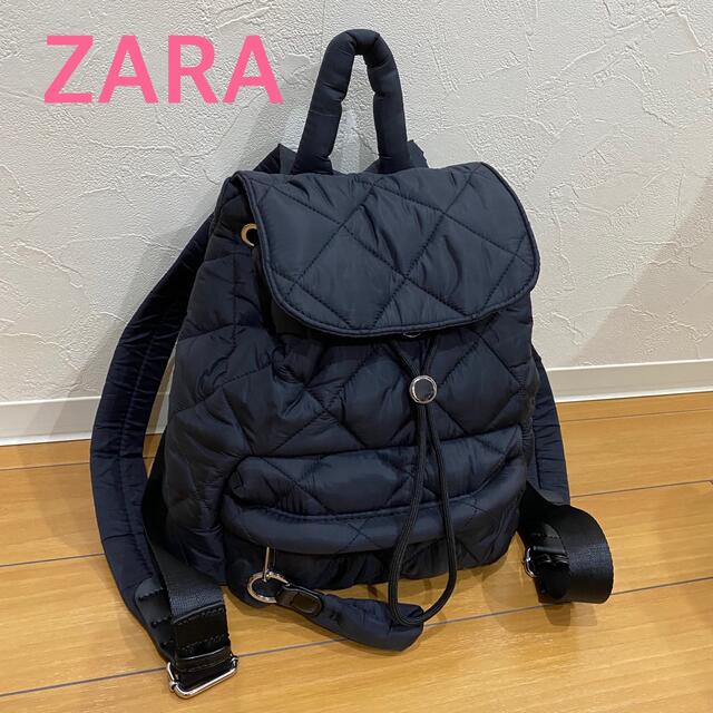 ZARA(ザラ)の【ブタおくん様専用】ZARA  キルティング　リュック　バックパック　ブラック レディースのバッグ(リュック/バックパック)の商品写真