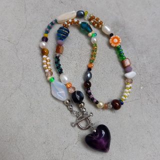 hand made beads necklace random beads💜(ネックレス)