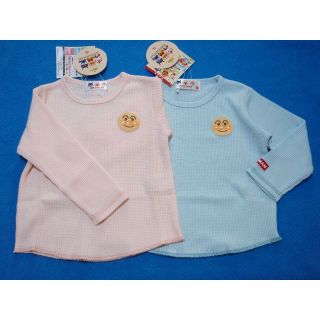 アンパンマン(アンパンマン)の新品　90cm　アンパンマン　2022女の子ワッフル地長袖Tシャツ2枚セットPB(Tシャツ/カットソー)