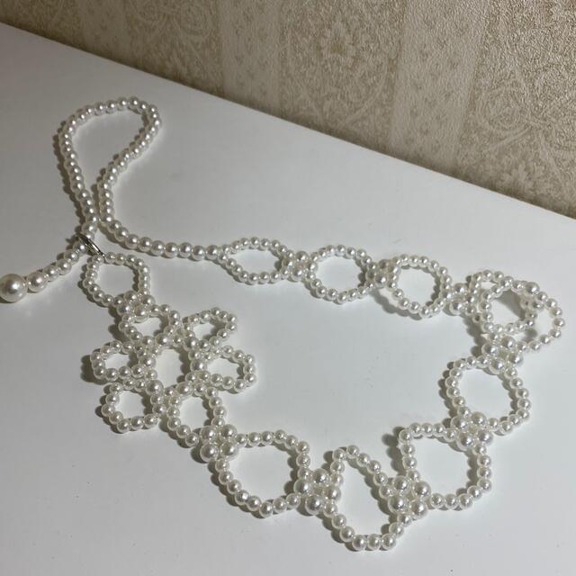 bibiy FLOWER PEARL NECKLACE ハンドメイドのアクセサリー(ネックレス)の商品写真